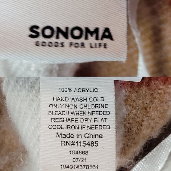 Sonoma Picnic Plaid Boho Blanket Shawl Wrap Poncho Tassel Fringe Warm Tones - Picture 3 of 9